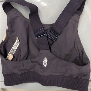 FP movement Dark Plum Floral-Logo Sports Bra